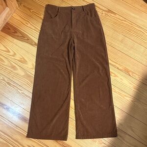 Cider Fine Wale Corduroy High Rise Cognac Brown Wide-Leg Women's Pants
